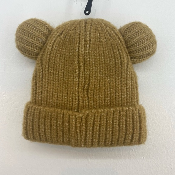 C.C. Kids Unisex Beanie W/ Ears Tan Soft Knit Ribbed Hat Neutral Beanie Baby OS - Picture 3 of 3